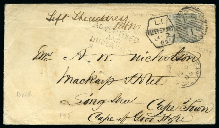 1885 6d dull green "LATE FEE" Advertised Unclaimed
