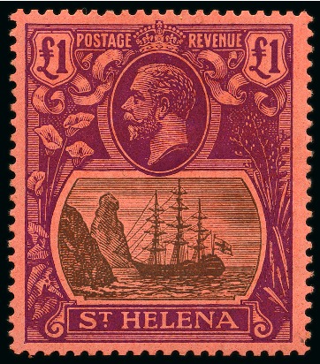 Stamp of St. Helena 1922-37 4d to £1 mint lh set of 5, very fine (SG £500)