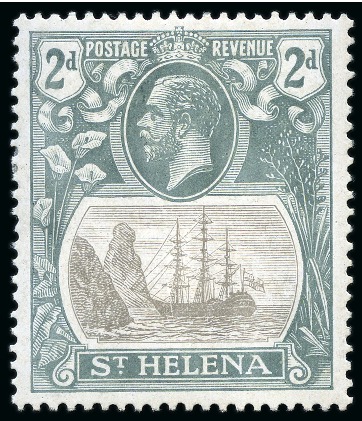 Stamp of St. Helena 1922-37 2d Grey & Slate showing variety "torn flag", mint