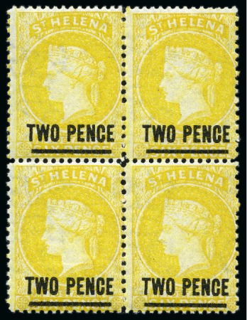 1864-80 2d Yellow (type B) in mint block of four
