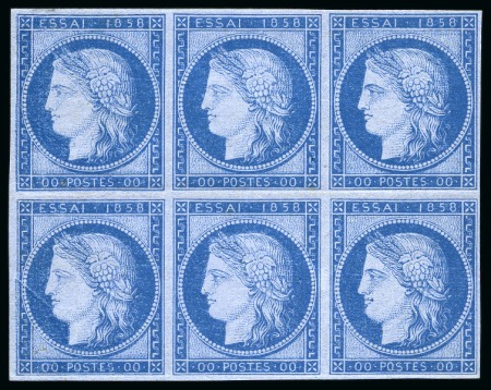 1858 FRENCH CERES ESSAY: Essay (00) in blue with control figures "10" at the back