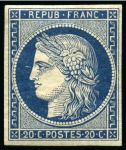 Stamp of France » Type Cérès de 1849-1850 1849, Cérès NON ÉMIS 20c bleu, grande fraîcheur