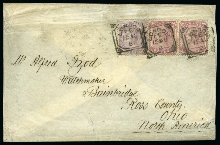 Stamp of Great Britain » 1854-1900 Postal History of the Perforated Line Engraved and Surface Printed Issues 1881 Advertising Envelope scarce 5d Combination