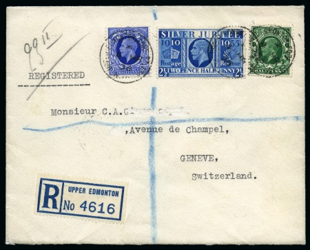 Stamp of Great Britain » King George V » 1924-36 Issues 1935 Silver Jubilee 2 1/2d Prussian blue on envelope