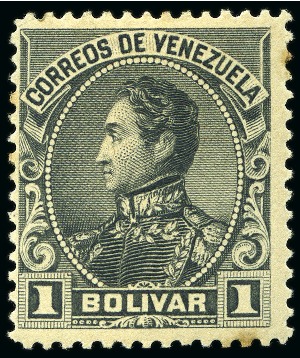 Stamp of Venezuela 1900, 1b slate without overprint, "Bolívar Negro",