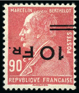 Stamp of France » Poste Aérienne 1928, Île de France Berthelot 10F sur 90c rouge SURCHARGE