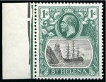 1922-37 1/2d Grey & Black, 1d and 2d showing variety "broken mainmast" in mint singles