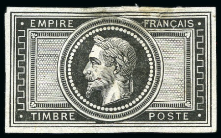 1869, Empire Lauré 5 francs en essai noir sur chine