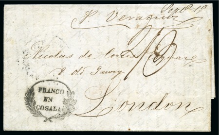Stamp of Mexico 1838-44, two entire letters to London from Veracruz and Cosala