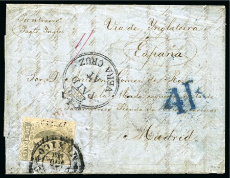 1861 (Aug 28). Entire letter to Madrid handed in to