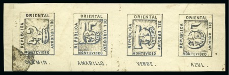 Stamp of Uruguay » General Issues 1865, "Cifras" Issue, 20c, 15c, 10c and 5c photographic composite essay, first sample sent to London 