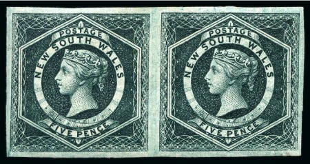 Stamp of Australia » New South Wales 1882-97 Diadem 5d Blue-Green imperf. pair variety,