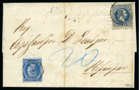 Stamp of Austria » Austrian Levant 1866-69 four covers including two single weight combination
