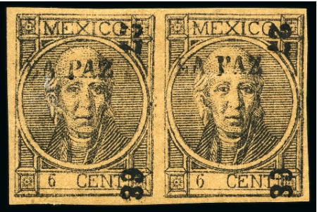 Stamp of Mexico » Later Issues 1872, 6c black on buff, "LA PAZ" cons. 27-68, horizontal