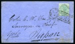 Stamp of Great Britain » 1854-1900 Postal History of the Perforated Line Engraved and Surface Printed Issues 1874 (Oct 3) Envelope to JAPAN from Bunessan (Isle of Mull, Scotland), with 1873-80 1s green pl.9 tied by Oban "273" duplex