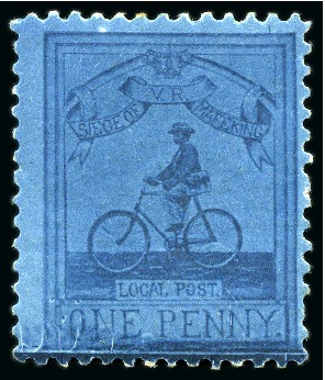 Stamp of South Africa » Mafeking 1900 Major Goodyear 3d deep blue on blue mint og showing variety broken value tablet at foot
