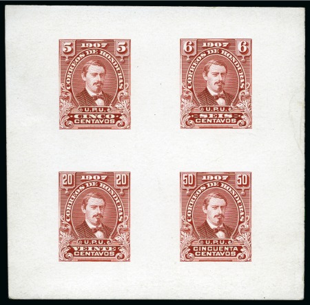 Stamp of Honduras 1903-10, Santos Guardiola and Medina Issues, an eight frame FIP Large Vermeil and U.S. Gold traditional exhibit mounted on 128 pages, 