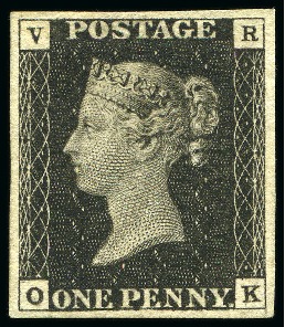Stamp of Great Britain » 1840 1d Black and 1d Red plates 1a to 11 1840 1d Black "VR" Official OK, unused with good even margins