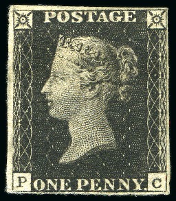 Stamp of Great Britain » 1840 1d Black and 1d Red plates 1a to 11 1840 1d Black pl.11 PC unused with close to good margins,