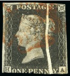 Stamp of Great Britain » 1840 1d Black and 1d Red plates 1a to 11 1840 1d Black pl.7 HA showing dramatic vertical pre-printing paper fold, used