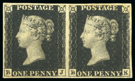 Stamp of Great Britain » 1840 1d Black and 1d Red plates 1a to 11 1840 1d Black pl.5 BJ unused pair with good even margins