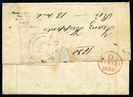 Stamp of Great Britain » Postal History » Pre-Adhesive & Stampless 1838 (Mar 13) Wrapper to London via Isle of Wight with "Received and forwarded / Your Obedient Servant / R. R. Hunter / Consul USA / Cowes"
