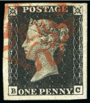 Stamp of Great Britain » 1840 1d Black and 1d Red plates 1a to 11 1840 1d Black pl. 1b BC with huge even margins all around