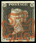 Stamp of Great Britain » 1840 1d Black and 1d Red plates 1a to 11 1840 1d Black pl.1a QC, large balanced margins all