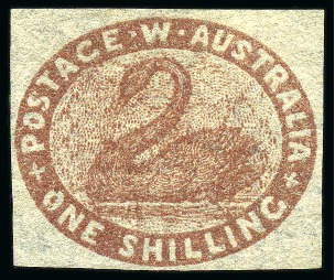 Stamp of Australia » Western Australia 1854-55 1s deep red-brown unused with fine margins