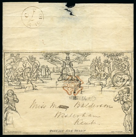 Stamp of Great Britain » 1840 Mulreadys & Caricatures 1840 (May 6) Mulready lettersheet used on the FIRST DAY