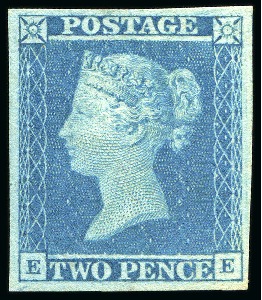 Stamp of Great Britain » 1841 2d Blue 1841 2d Pale Blue pl.3 EE, a fine mint  example with virtually full original gum