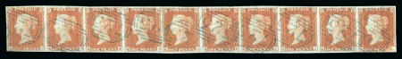 Stamp of Great Britain » 1841 1d Red 1841 1d Red-brown pl.115, a superb reconstructed horizontal strip of ten