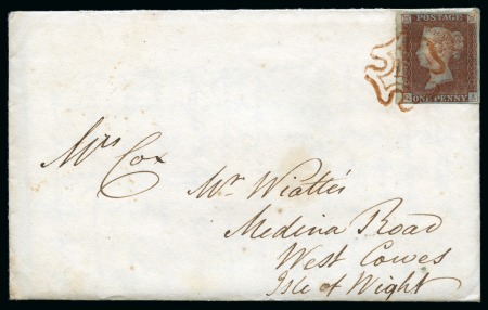 Stamp of Great Britain » 1841 1d Red 1841 (Oct 7) 1d Red-brown QA tied to cover by a superb strike of the very rare red Maltese Cross