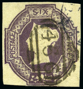 Stamp of Great Britain » 1847-54 Embossed 1847-54 Embossed 6d (wmk reversed) with margins all around, used