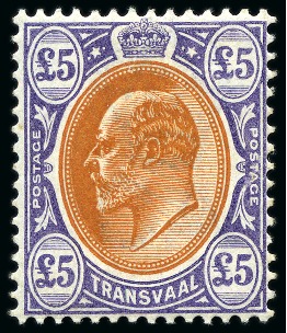 Stamp of South Africa » Transvaal 1903 £5 Orange-Brown & Violet mint nh