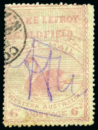 Stamp of Australia » Western Australia Lake Lefroy Goldfield Bicycle Service: 1897 (April) 6d rose red on yellowish buff paper, used
