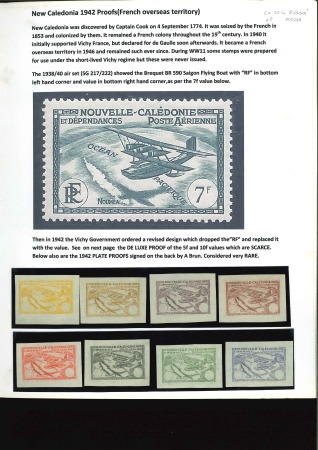 Stamp of Colonies françaises » Nouvelle-Calédonie 1942-43, Groupe de 8 essais de poste aérienne, de couleurs