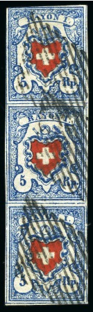Stamp of Switzerland / Schweiz » Rayonmarken » Rayon I, hellblau, ohne KE (STEIN B3) Typen 24, 32 und 40 B3/RO als  senkr. Dreierstreife