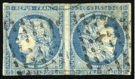 Stamp of Colonies françaises 1871, Cérès 20c bleu en paire TETE-BECHE