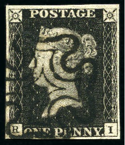 Stamp of Great Britain » 1840 1d Black and 1d Red plates 1a to 11 1840 1d Black pl.9 RI with fine to very good margins, crisp black MC, with matching 1d red BG