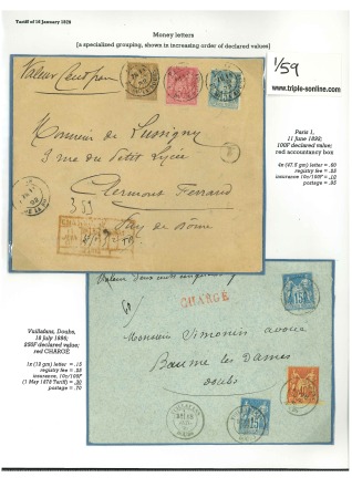 1880-1899, Collection spécialisée 21 lettres chargées