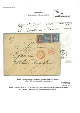 Stamp of France » Type Sage 1876-1877, Petite spécialisation de 5 recommandés