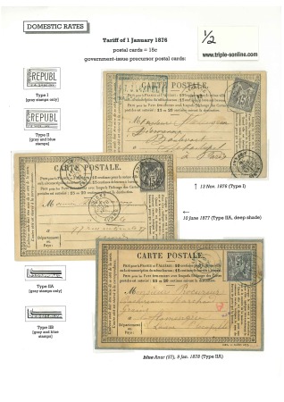 1876-1878, Spécialisation de 13 cartes postales précurseurs