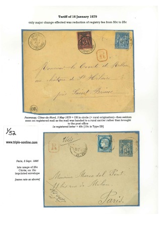 Stamp of France » Type Sage 1879-1901, Spécialisation de 11 recommandés sur pages