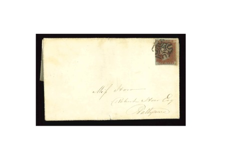 1842 1d Red Irish Valentine's Day Letter from Belfast 