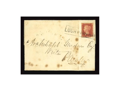 1859 1d Red on entire with  Lochwinnoch Scots Local Type III