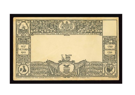 Stamp of Great Britain » Hand Illustrated and Printed Envelopes 1908 Junior Philatelic Society Ocean Penny Postage envelope