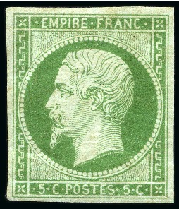Stamp of France » Empire 1853-1862 1854, Empire non dentelé *, rouille sinon TB, signé