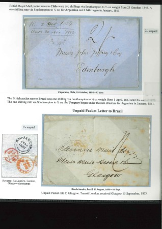 Stamp of Large Lots and Collections All World: 1831-72 Group of 13 stampless transatlantic covers from South America and Caribbean to Scotland