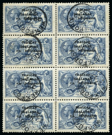 Stamp of Ireland » 1922 (Jul-Nov) Thom Overprints (T25-T41) 10s dull grey-blue, used, block of eight, each stamp showing clear "WEXFORD/22.NO.22" cds